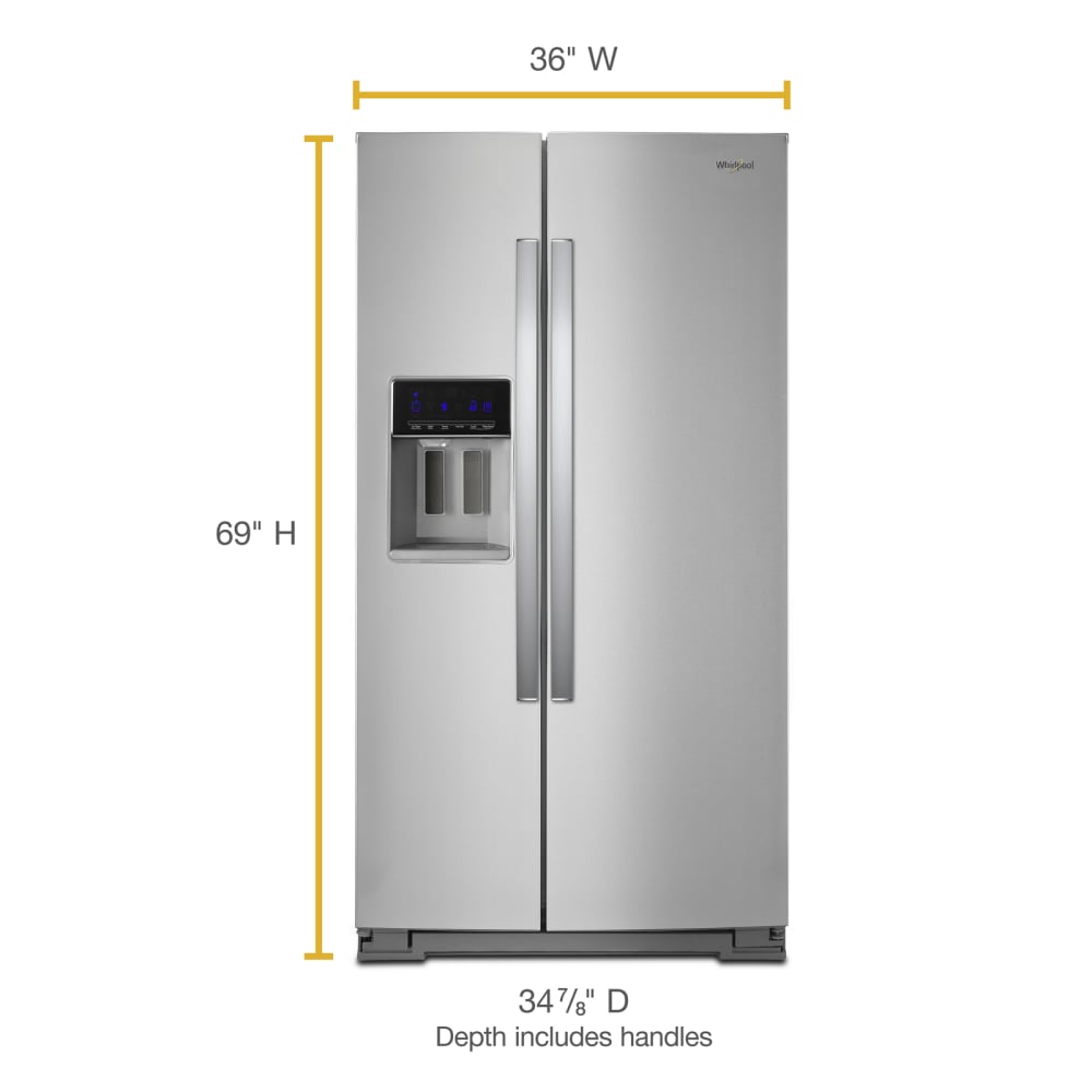 Refrigerador Whirlpool de 28.4 pies cúbicos lado a lado con fabricador de hielo, dispensador de agua y hielo (Acero inoxidable resistente a huellas dactilares) WRS588FIHZ