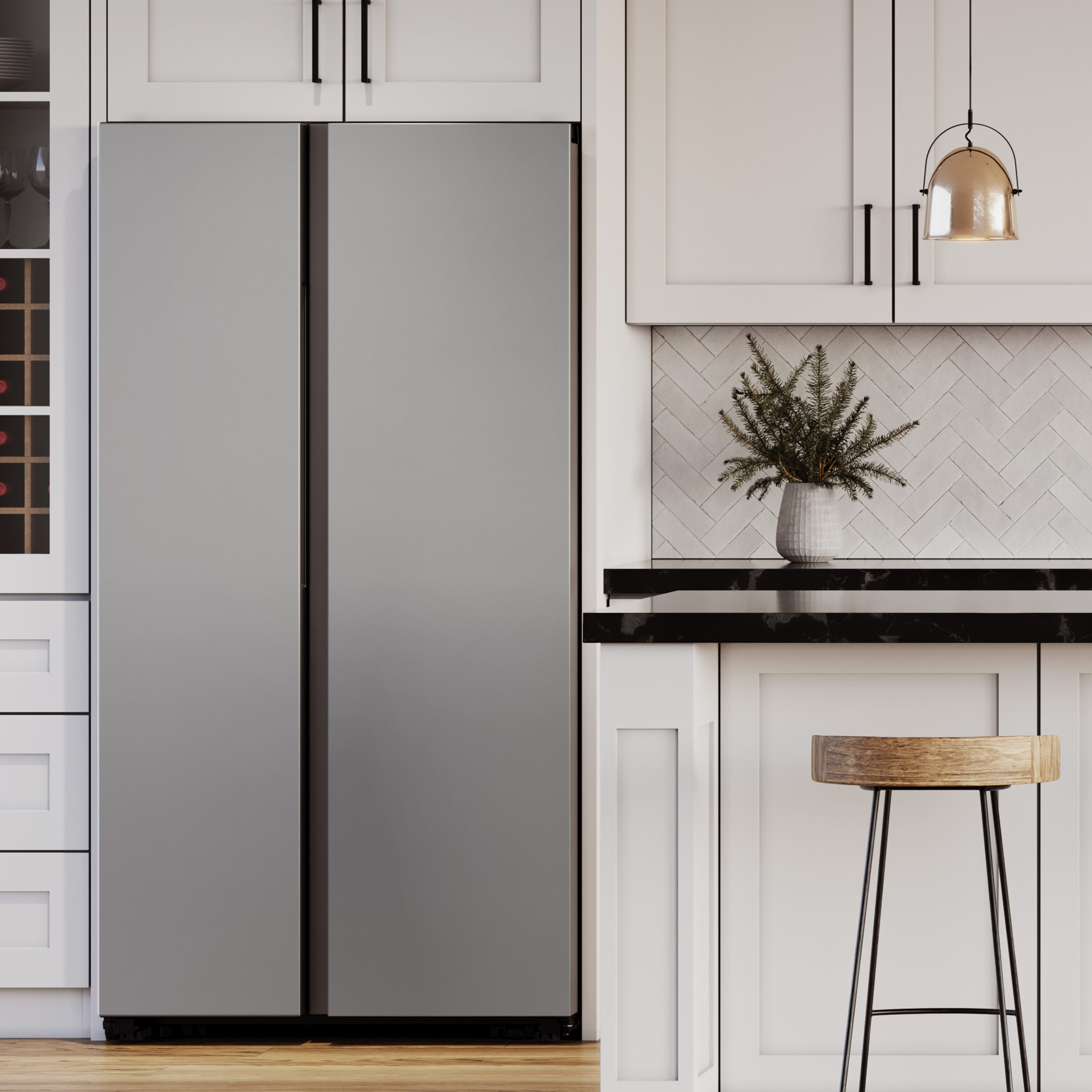 Refrigerador Samsung Bespoke de 28 pies cúbicos, lado a lado, inteligente, compatible con doble fabricador de hielo y dispensador de agua (acero inoxidable resistente a huellas dactilares) certificado ENERGY STAR RS28CB7600QL.