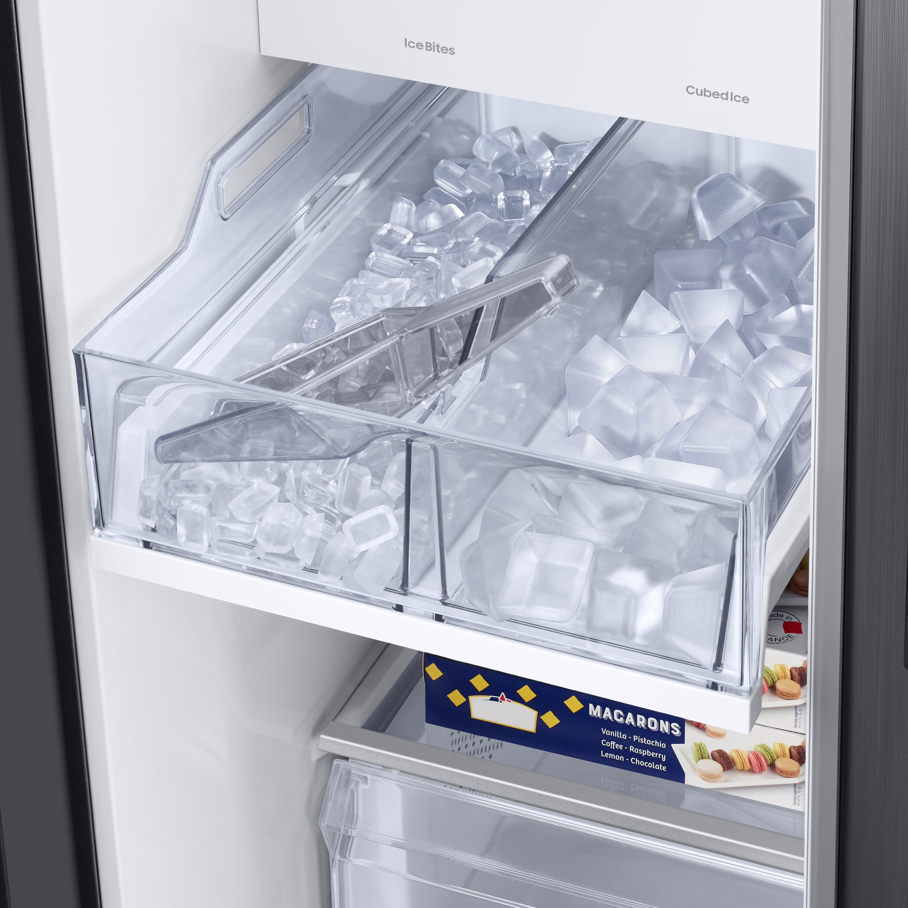 Refrigerador Samsung Bespoke de 28 pies cúbicos, lado a lado, inteligente, compatible con doble fabricador de hielo y dispensador de agua (acero inoxidable resistente a huellas dactilares) certificado ENERGY STAR RS28CB7600QL.