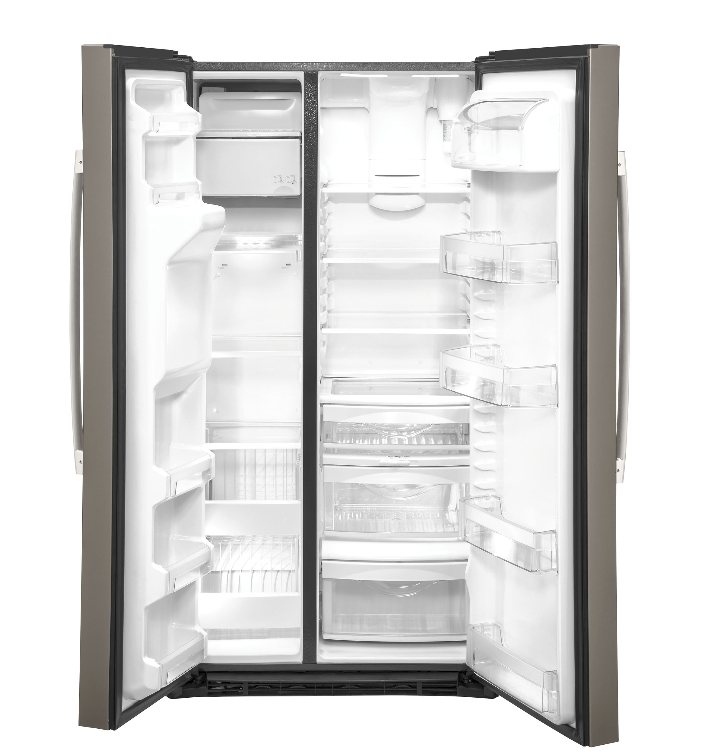 Refrigerador de lado a lado empotrado de 21.8 pies cúbicos con dispensador de hielo y agua (pizarra)
