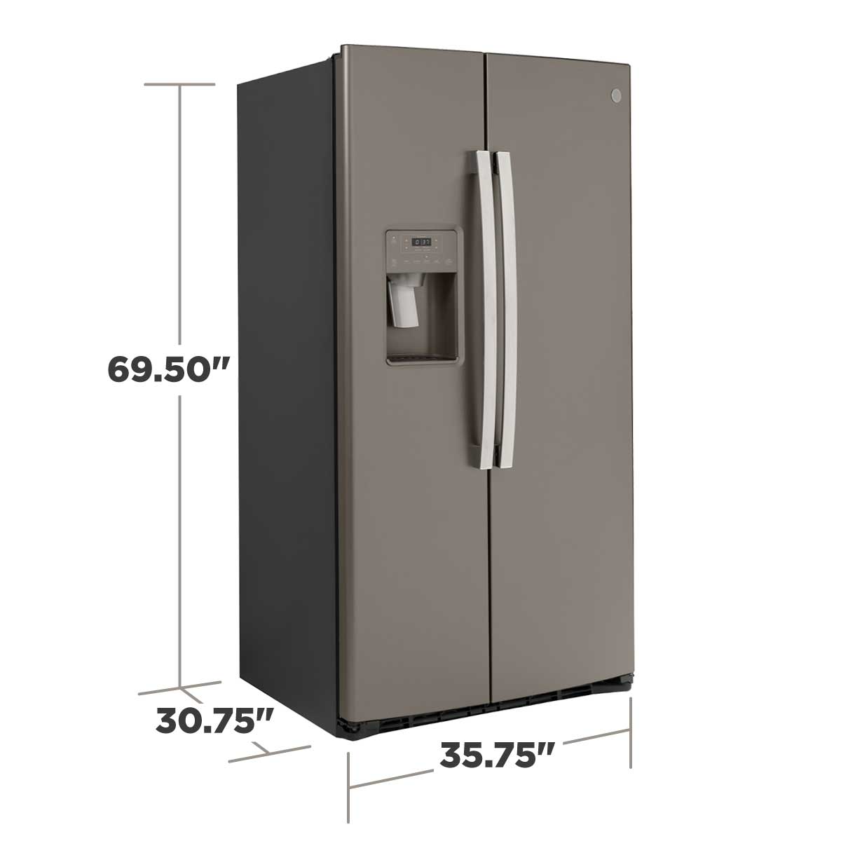 Refrigerador de lado a lado empotrado de 21.8 pies cúbicos con dispensador de hielo y agua (pizarra)