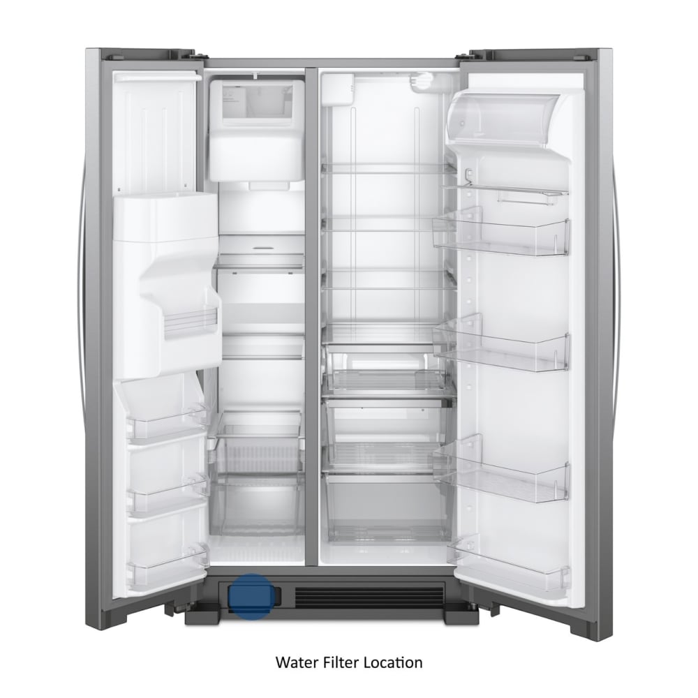 Refrigerador de 24.5 pies cúbicos Side-by-Side de Whirlpool con fabricador de hielo, dispensador de agua y hielo (Acero inoxidable resistente a huellas dactilares) WRS325SDHZ