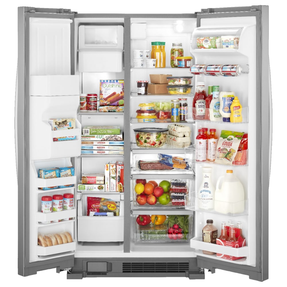 Refrigerador de 24.5 pies cúbicos Side-by-Side de Whirlpool con fabricador de hielo, dispensador de agua y hielo (Acero inoxidable resistente a huellas dactilares) WRS325SDHZ