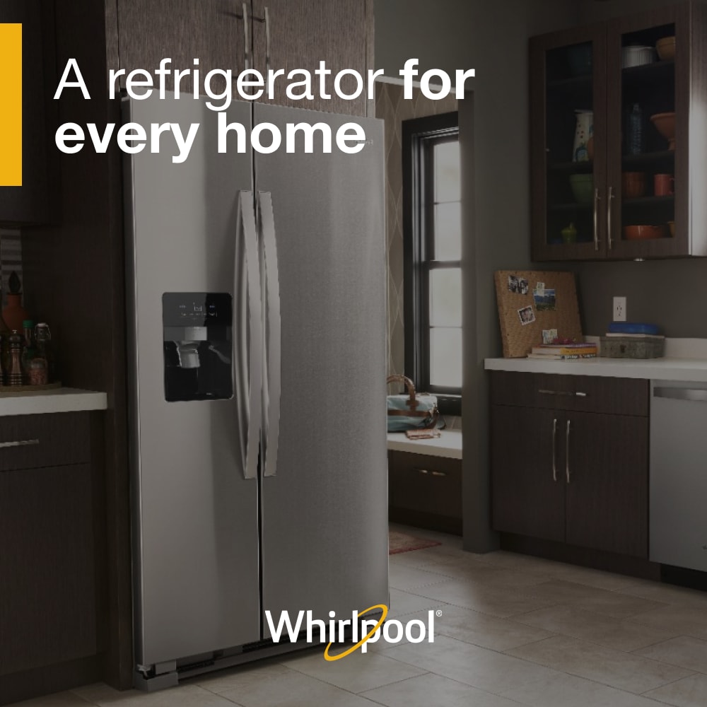 Refrigerador de 24.5 pies cúbicos Side-by-Side de Whirlpool con fabricador de hielo, dispensador de agua y hielo (Acero inoxidable resistente a huellas dactilares) WRS325SDHZ