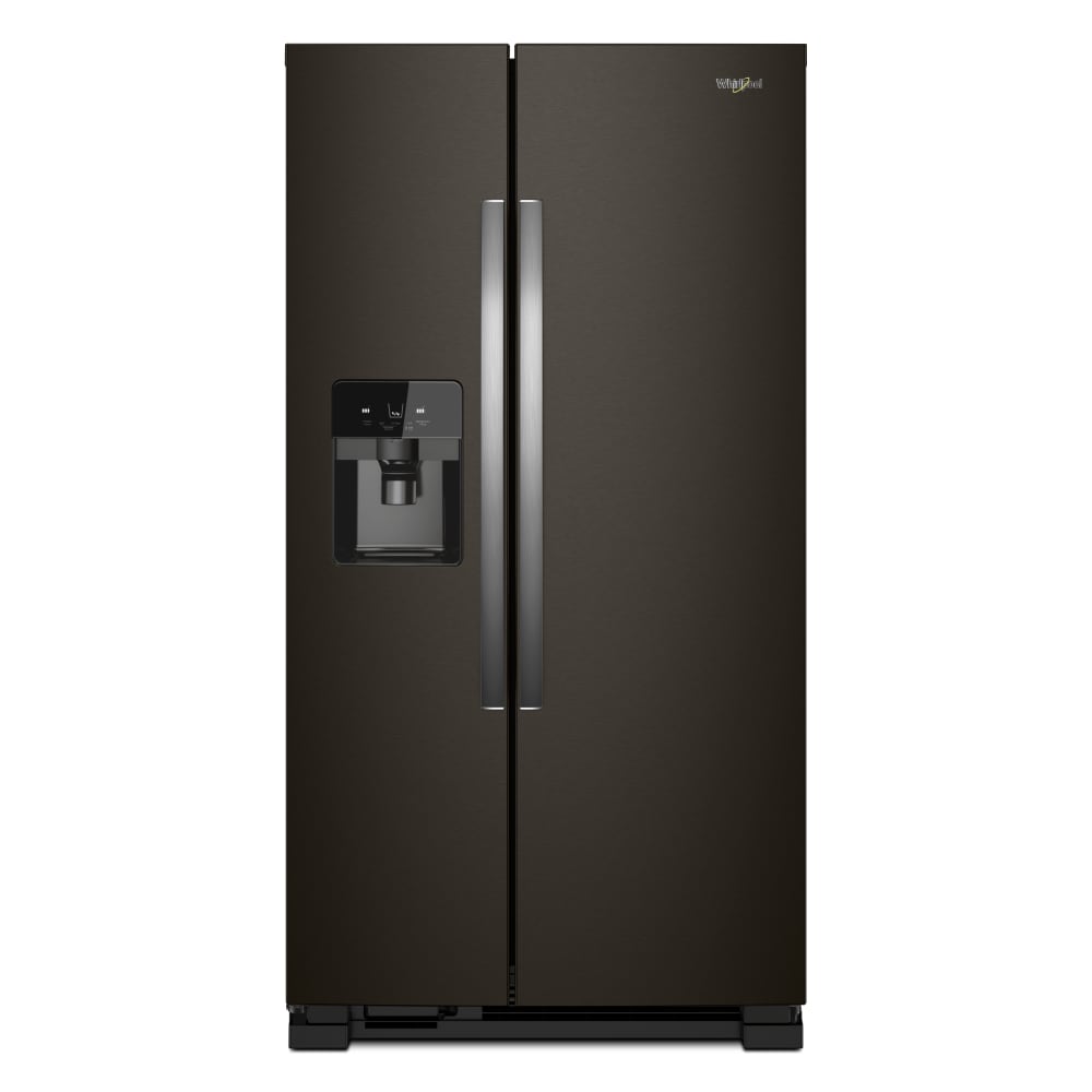 Refrigerador de lado a lado de 24.5 pies cúbicos con fabricador de hielo, dispensador de agua y hielo (Negro Acero Inoxidable Resistente a las Huellas Dactilares) WRS325SDHV