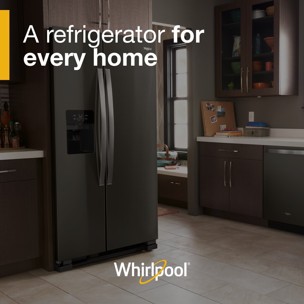 Refrigerador de lado a lado de 24.5 pies cúbicos con fabricador de hielo, dispensador de agua y hielo (Negro Acero Inoxidable Resistente a las Huellas Dactilares) WRS325SDHV