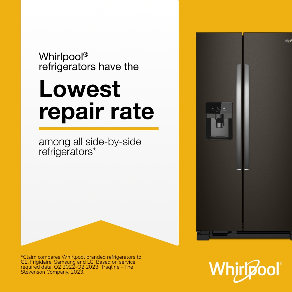 Refrigerador de lado a lado de 24.5 pies cúbicos con fabricador de hielo, dispensador de agua y hielo (Negro Acero Inoxidable Resistente a las Huellas Dactilares) WRS325SDHV
