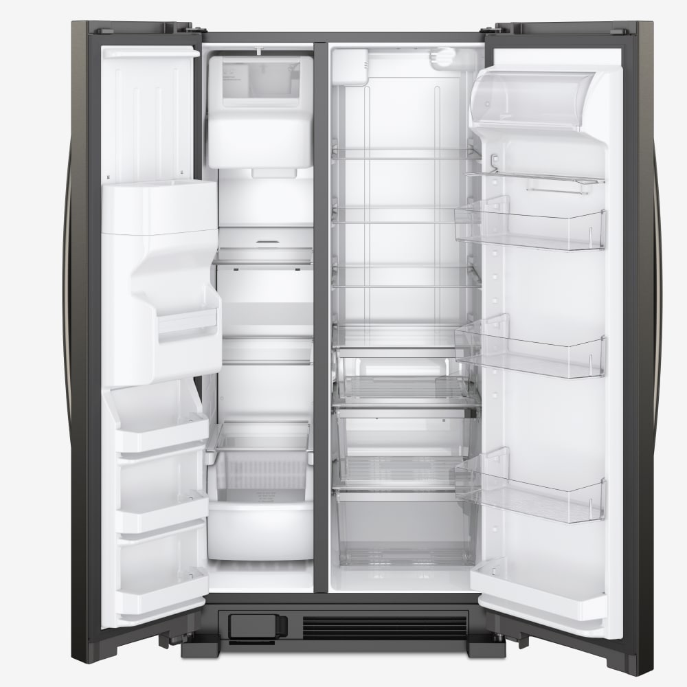 Refrigerador de lado a lado de 24.5 pies cúbicos con fabricador de hielo, dispensador de agua y hielo (Negro Acero Inoxidable Resistente a las Huellas Dactilares) WRS325SDHV