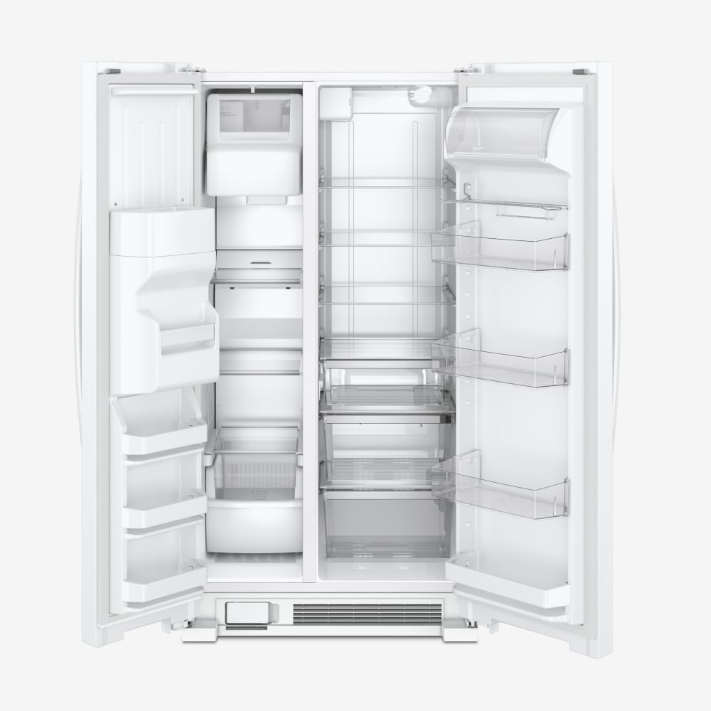 Refrigerador de lado a lado de 24.5 pies cúbicos con fabricador de hielo, dispensador de agua y hielo (blanco) WRS325SDHW de Whirlpool
