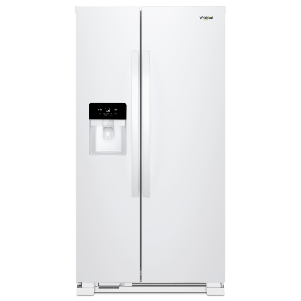 Refrigerador de lado a lado de 24.5 pies cúbicos con fabricador de hielo, dispensador de agua y hielo (blanco) WRS325SDHW de Whirlpool