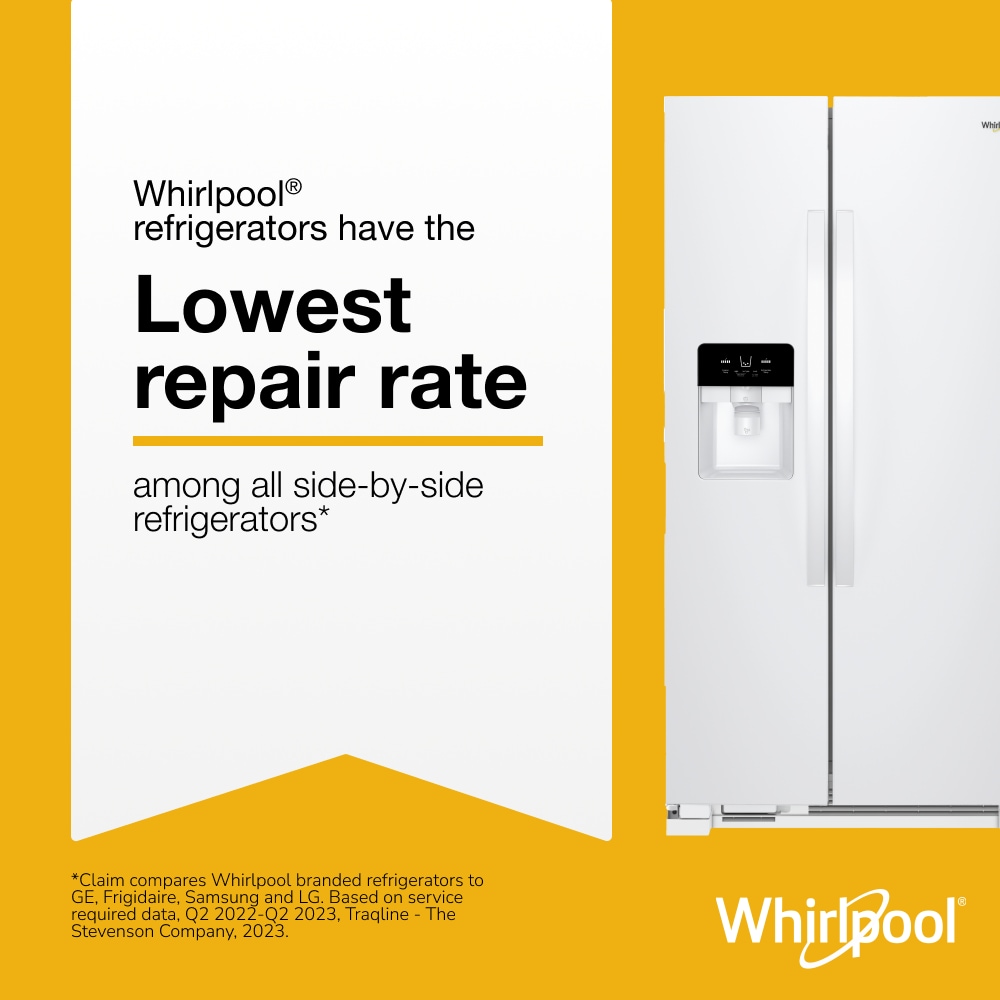 Refrigerador de lado a lado de 24.5 pies cúbicos con fabricador de hielo, dispensador de agua y hielo (blanco) WRS325SDHW de Whirlpool