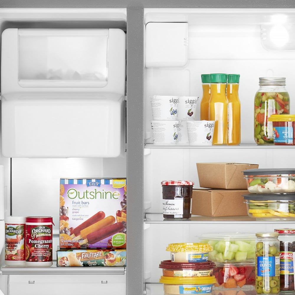 Refrigerador de lado a lado de 24.5 pies cúbicos con fabricador de hielo, dispensador de agua y hielo (blanco) WRS325SDHW de Whirlpool