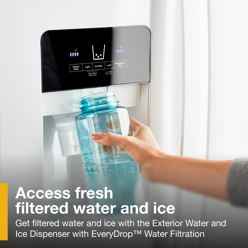 Refrigerador de lado a lado de 24.5 pies cúbicos con fabricador de hielo, dispensador de agua y hielo (blanco) WRS325SDHW de Whirlpool
