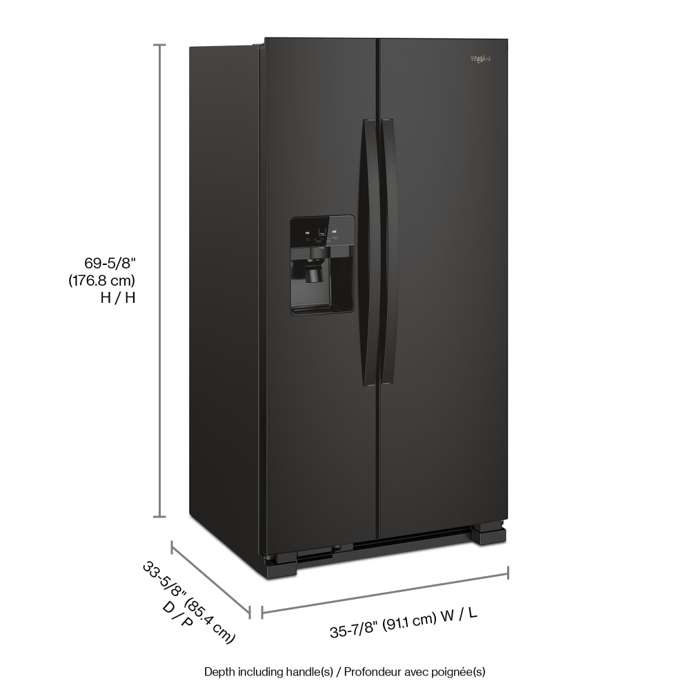 Refrigerador de 24.5 pies cúbicos con dispensador de hielo y agua, estilo lado a lado (Negro)