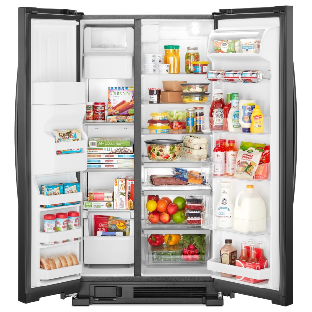 Refrigerador de 24.5 pies cúbicos con dispensador de hielo y agua, estilo lado a lado (Negro)