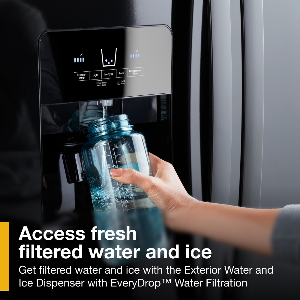 Refrigerador de 24.5 pies cúbicos con dispensador de hielo y agua, estilo lado a lado (Negro)