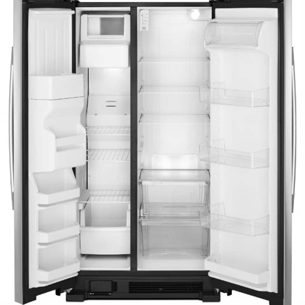 Refrigerador de lado a lado Amana de 21.4 pies cúbicos con fabricador de hielo, dispensador de agua y hielo (negro) ASI2175GRB