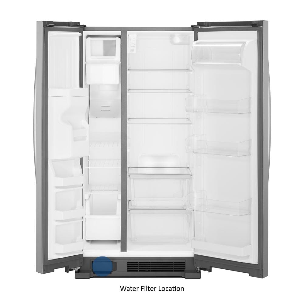 Refrigerador Side-by-Side de 21.4 pies cúbicos con Fabricador de Hielo, Dispensador de Agua y Hielo (Acero Inoxidable)