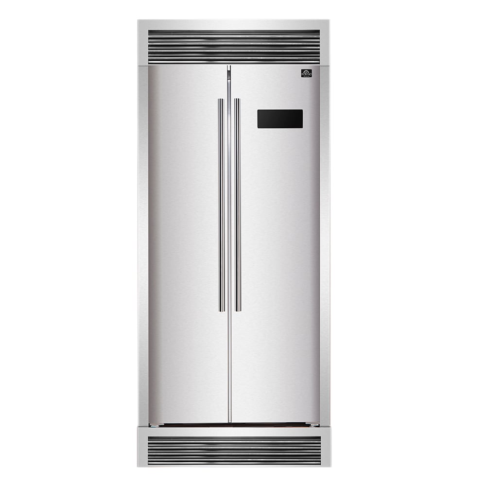 
Refrigerador de lado a lado de 15.6 pies cúbicos de profundidad de mostrador (acero inoxidable) Salerno de FORNO