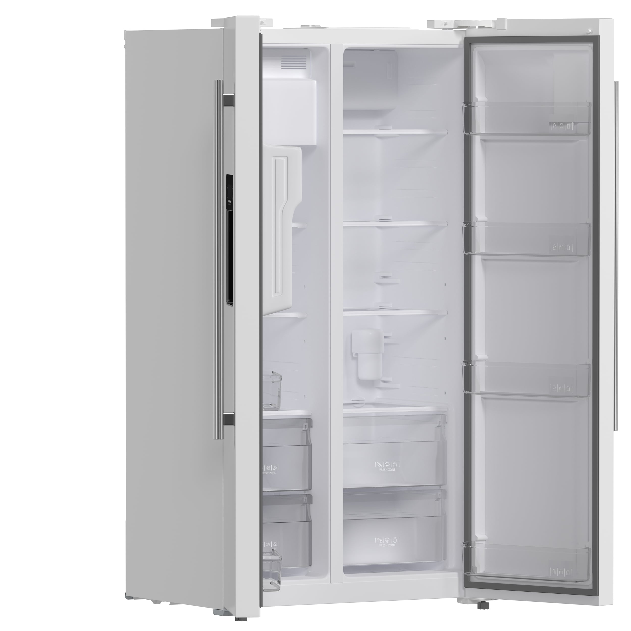 Refrigerador de lado a lado con dispensador de hielo y agua, de 20 pies cúbicos de capacidad, de profundidad nivelada, en color blanco, certificado ENERGY STAR FFRBI1844-36WHT de FORNO Salerno.