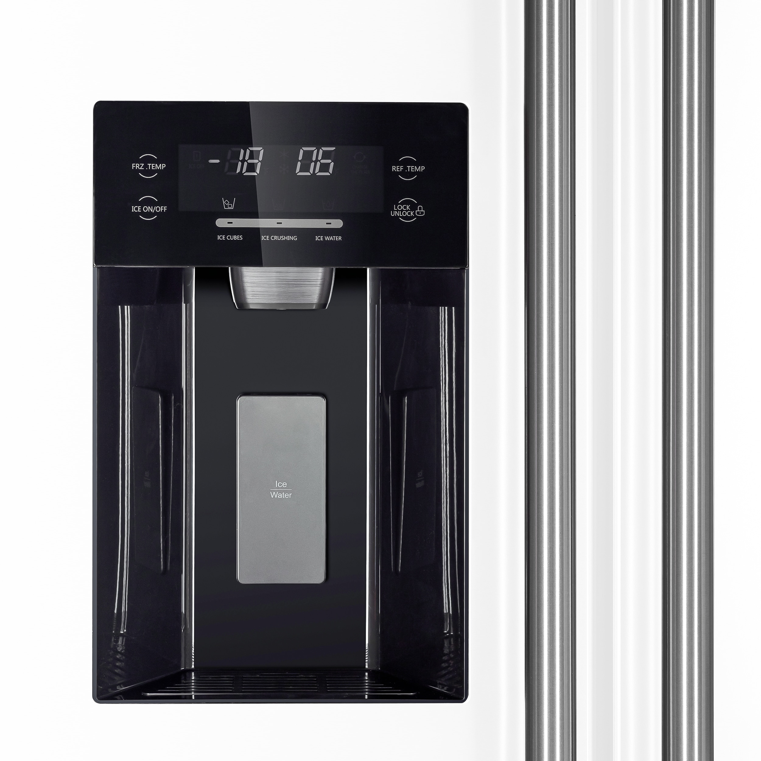 Refrigerador de lado a lado con dispensador de hielo y agua, de 20 pies cúbicos de capacidad, de profundidad nivelada, en color blanco, certificado ENERGY STAR FFRBI1844-36WHT de FORNO Salerno.