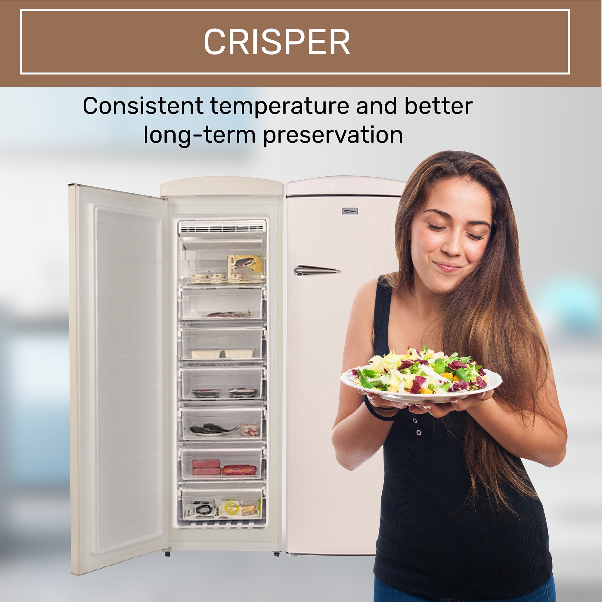 Refrigerador de lado a lado de profundidad de mostrador de 19.42 pies cúbicos (Crema) FF 830 C + RR 1100 C