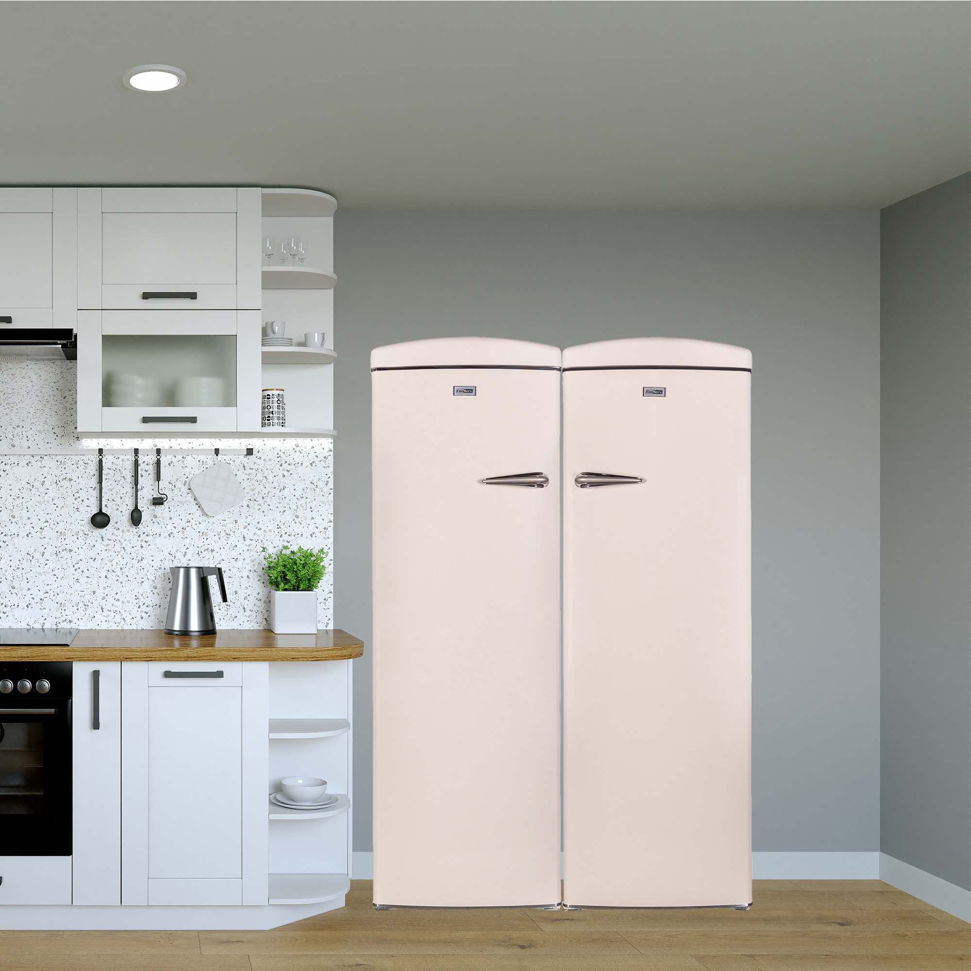 Refrigerador de lado a lado de profundidad de mostrador de 19.42 pies cúbicos (Crema) FF 830 C + RR 1100 C
