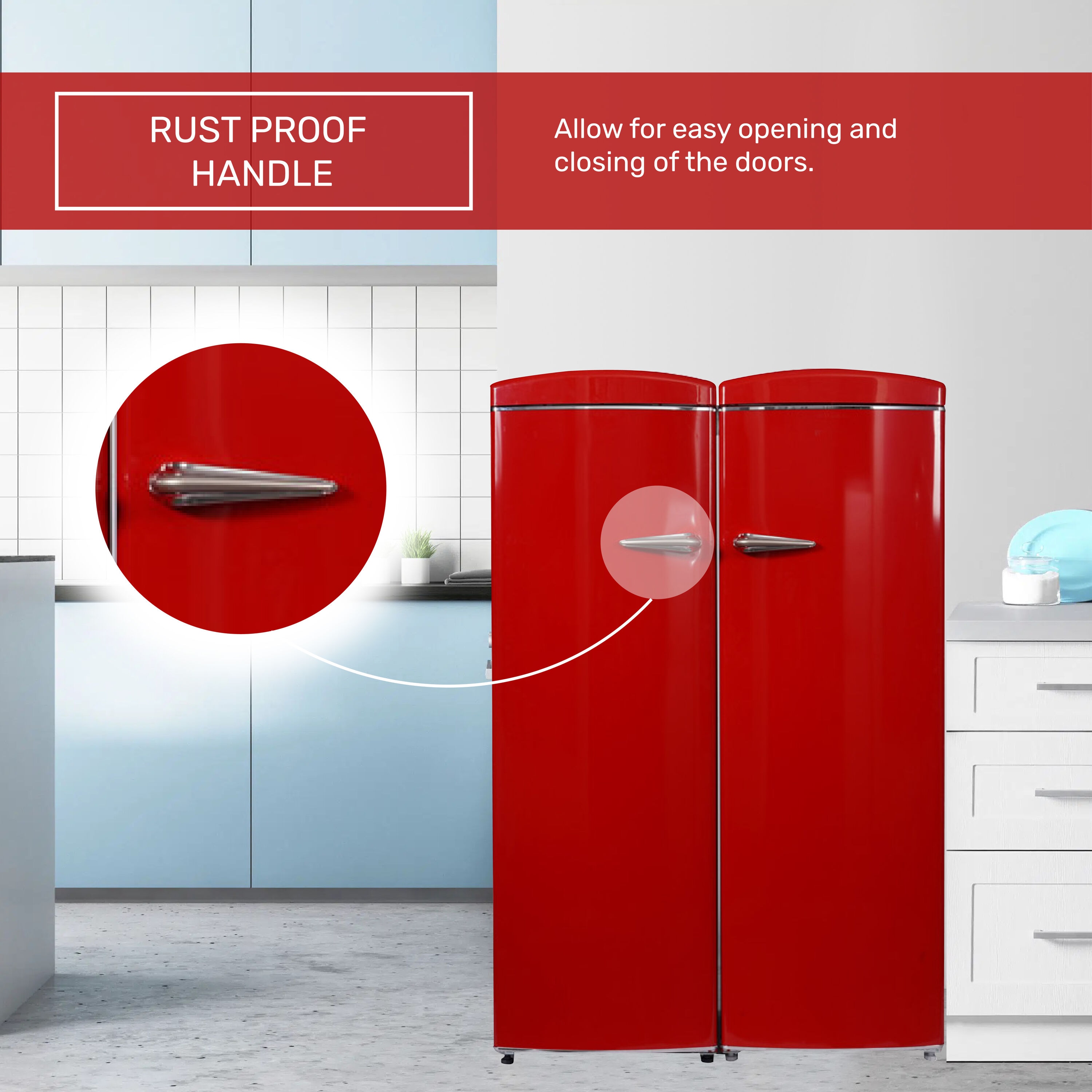 Refrigerador Side-by-Side de 19.42 pies cúbicos de profundidad de mostrador (Rojo) FF 830 R + RR 1100 R