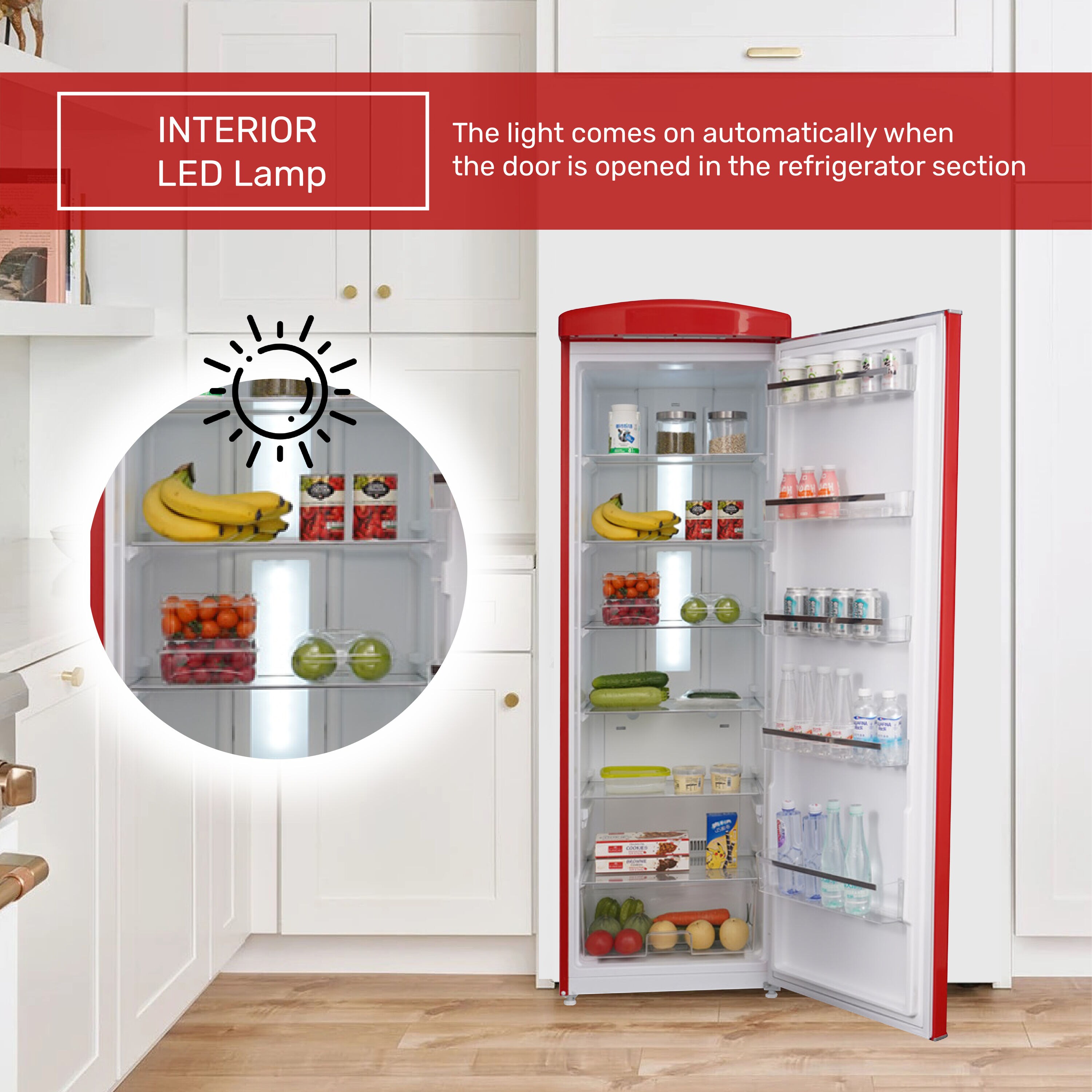 Refrigerador Side-by-Side de 19.42 pies cúbicos de profundidad de mostrador (Rojo) FF 830 R + RR 1100 R