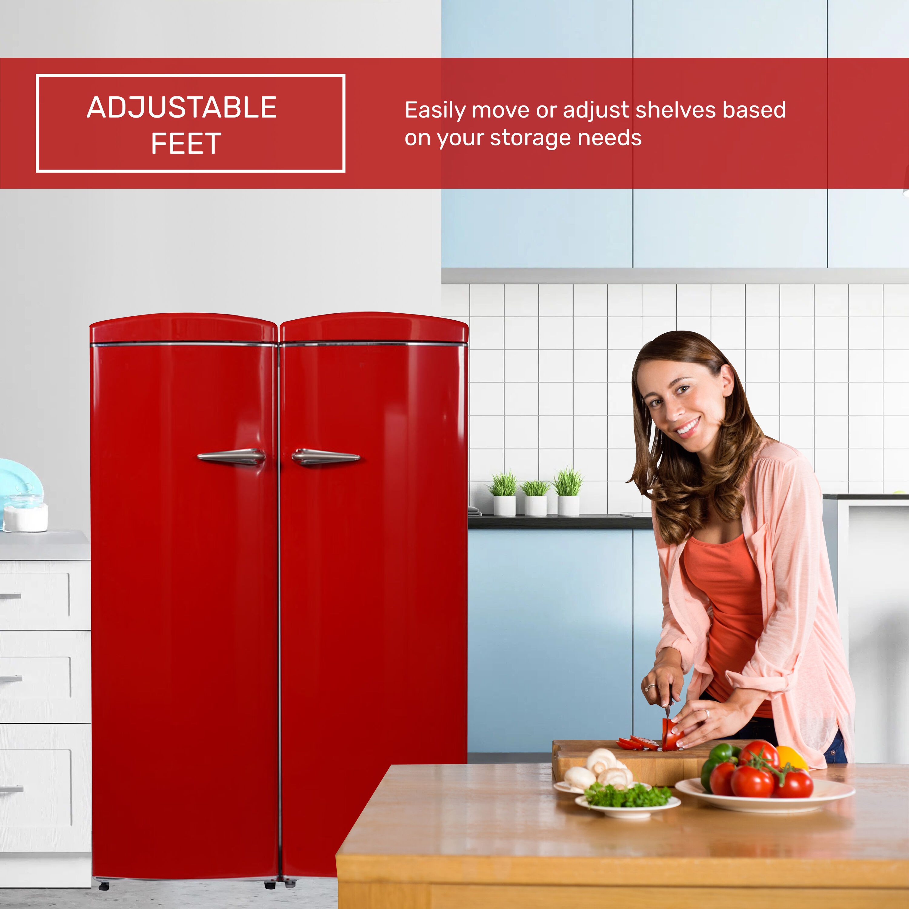 Refrigerador Side-by-Side de 19.42 pies cúbicos de profundidad de mostrador (Rojo) FF 830 R + RR 1100 R
