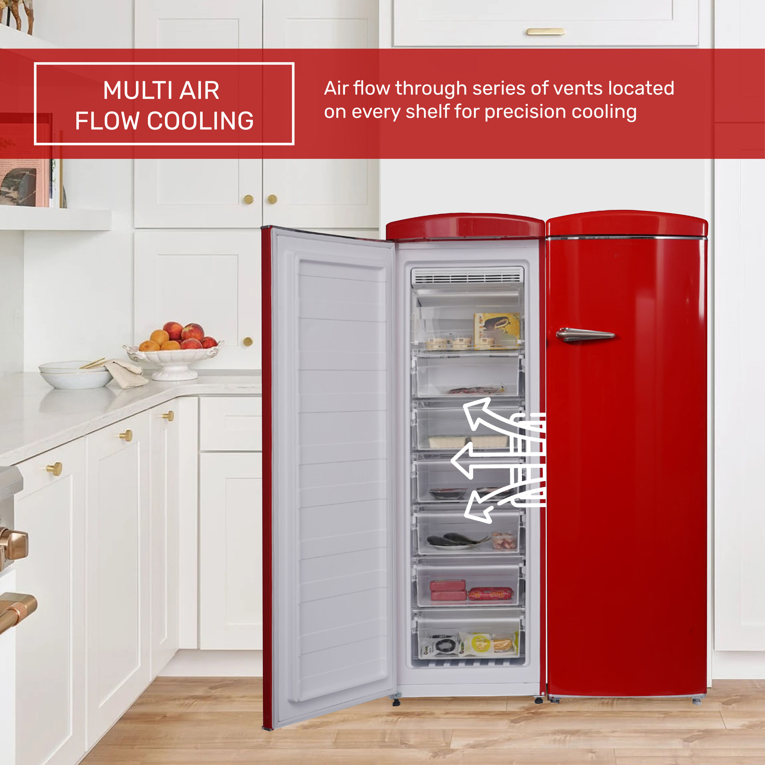 Refrigerador Side-by-Side de 19.42 pies cúbicos de profundidad de mostrador (Rojo) FF 830 R + RR 1100 R