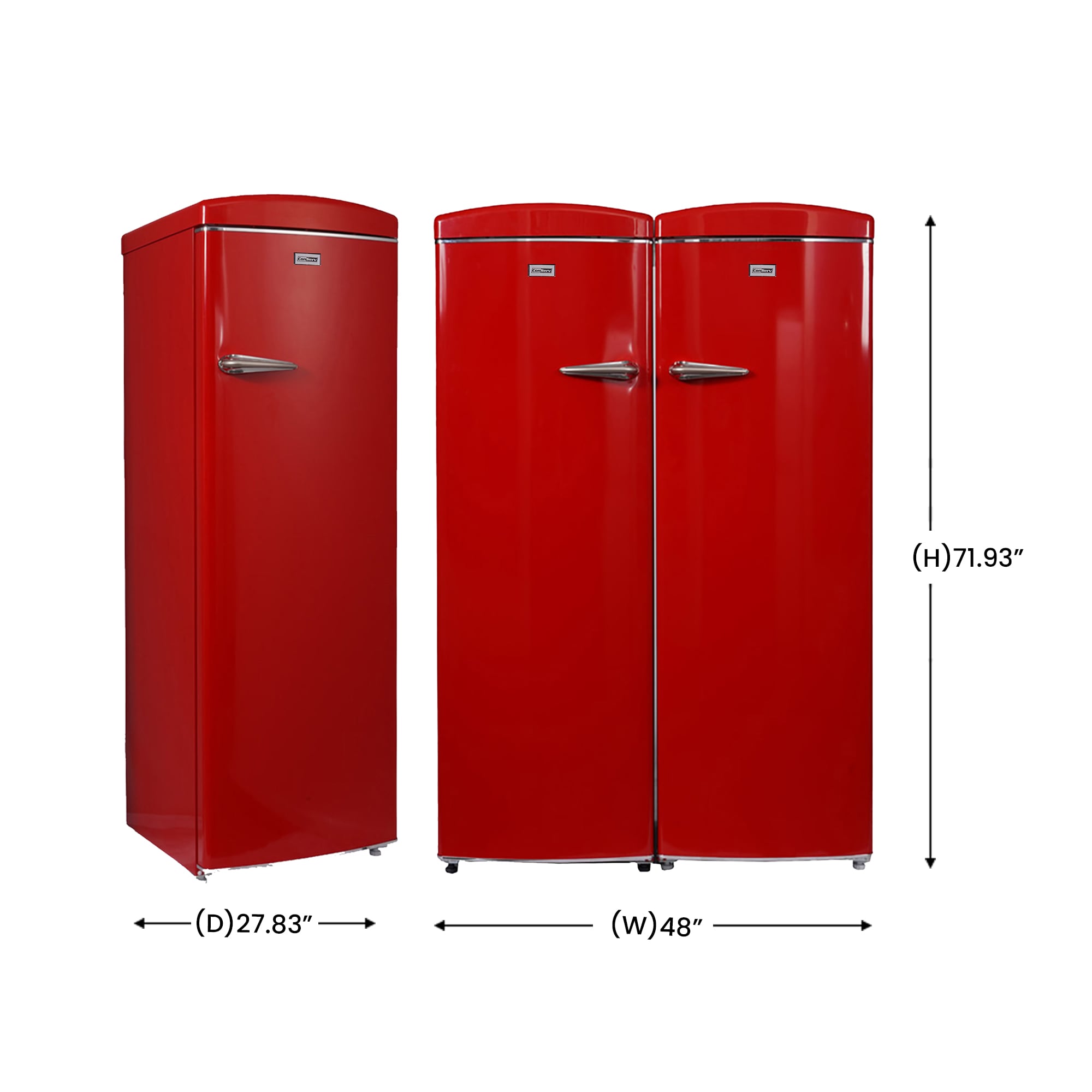 Refrigerador Side-by-Side de 19.42 pies cúbicos de profundidad de mostrador (Rojo) FF 830 R + RR 1100 R