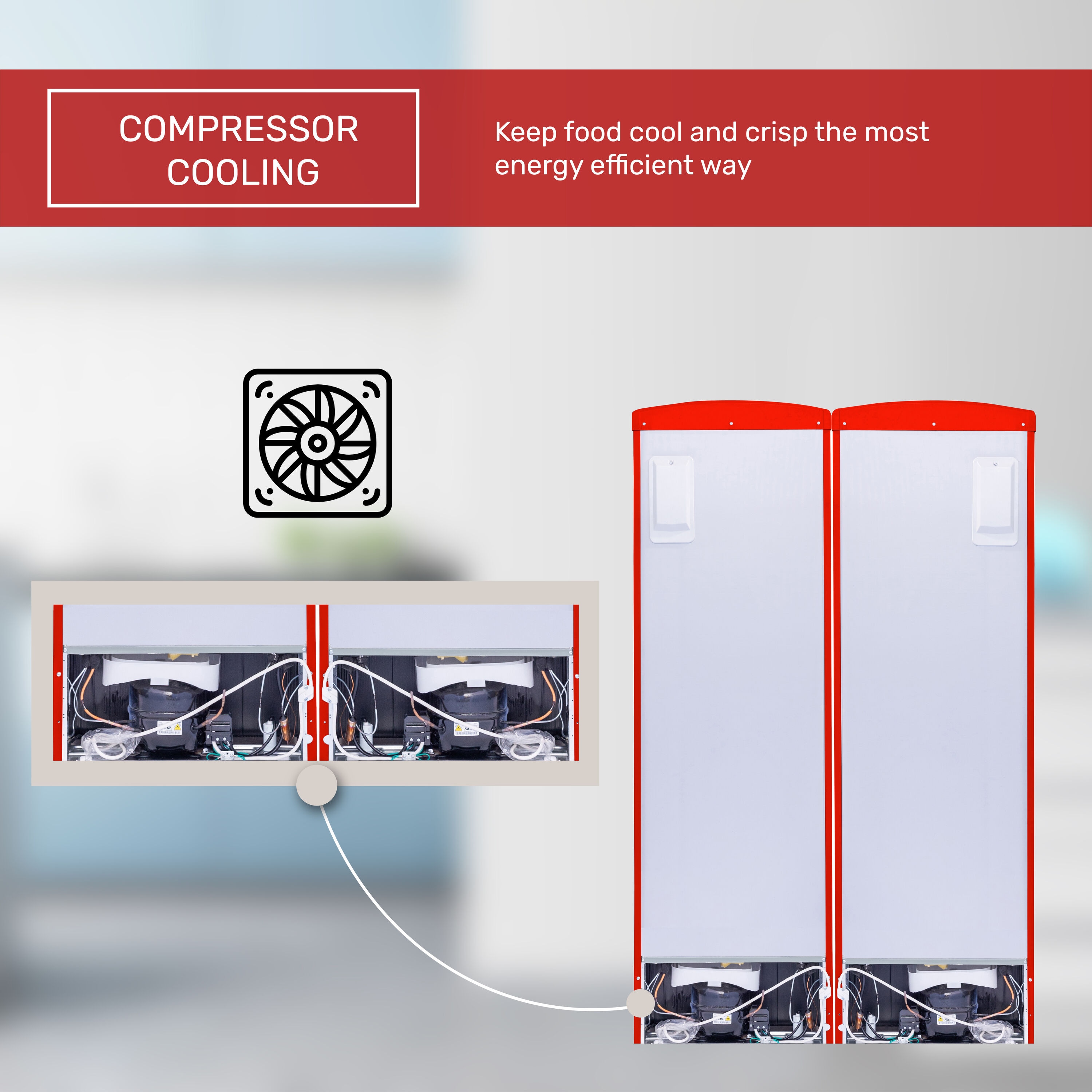 Refrigerador Side-by-Side de 19.42 pies cúbicos de profundidad de mostrador (Rojo) FF 830 R + RR 1100 R