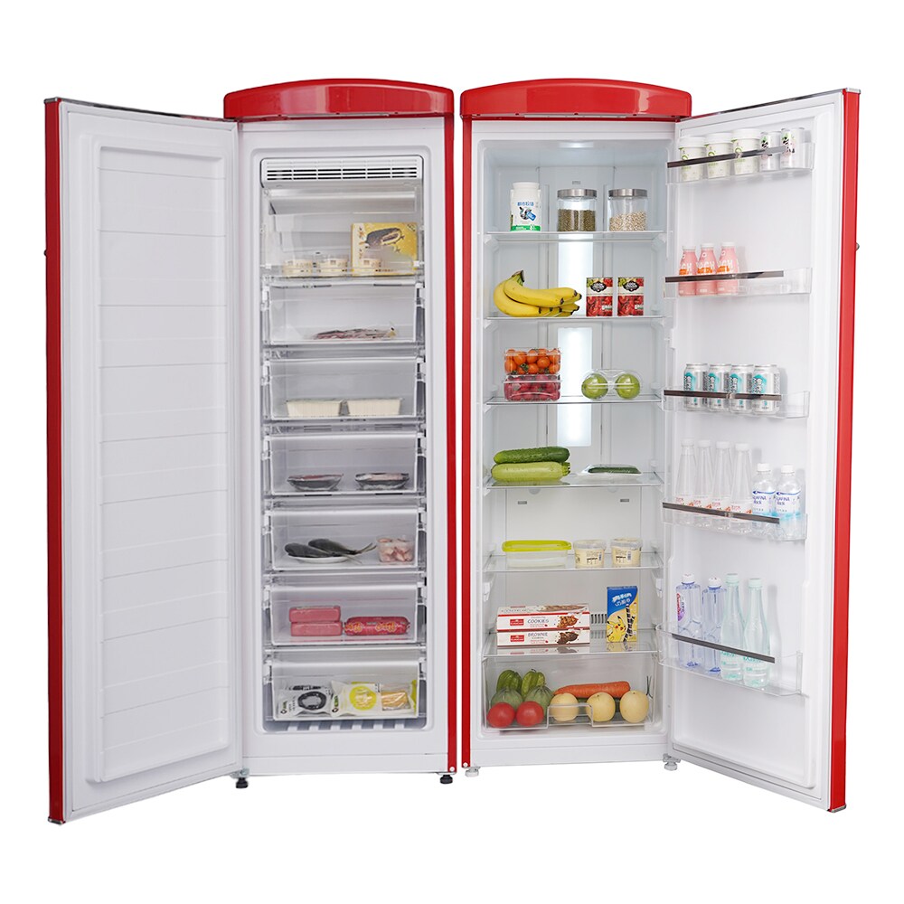 Refrigerador Side-by-Side de 19.42 pies cúbicos de profundidad de mostrador (Rojo) FF 830 R + RR 1100 R