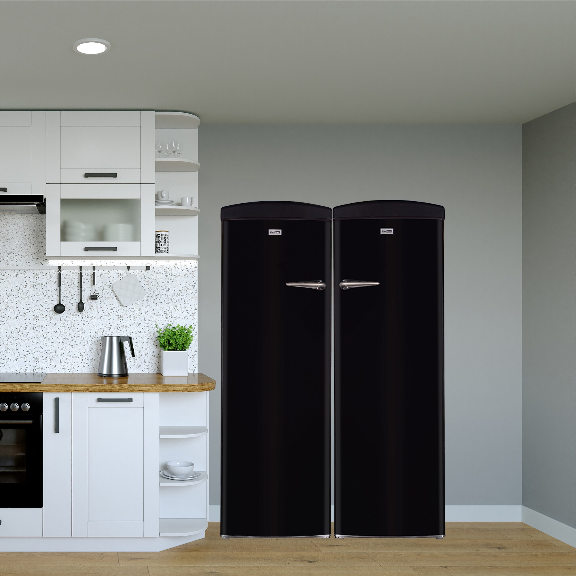 Refrigerador Side-by-Side de profundidad de mostrador de 19.42 pies cúbicos (Negro) FF 830 B + RR 1100 B