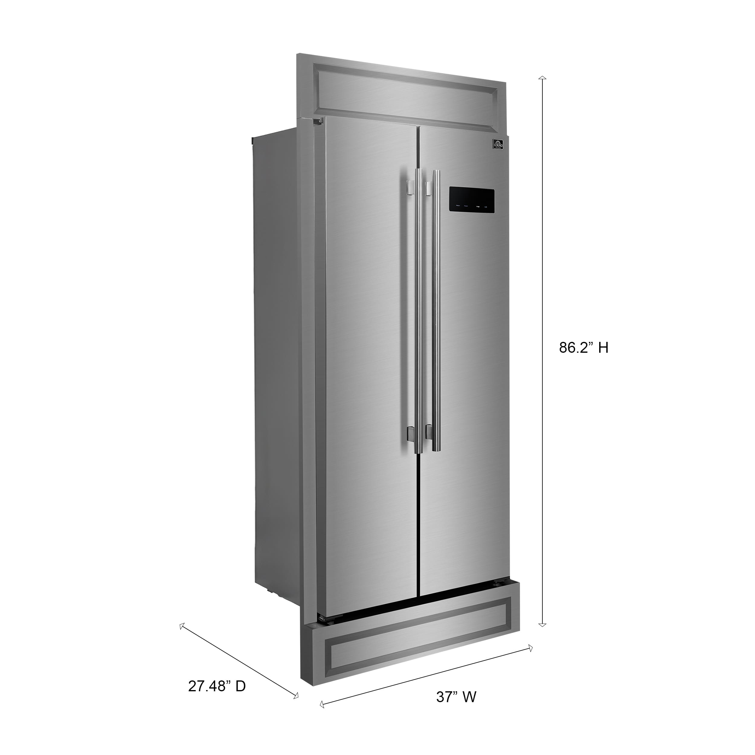 Refrigerador de 15.6 pies cúbicos empotrado de acero inoxidable FORNO Salerno, lado a lado de profundidad de mostrador (Acero inoxidable)