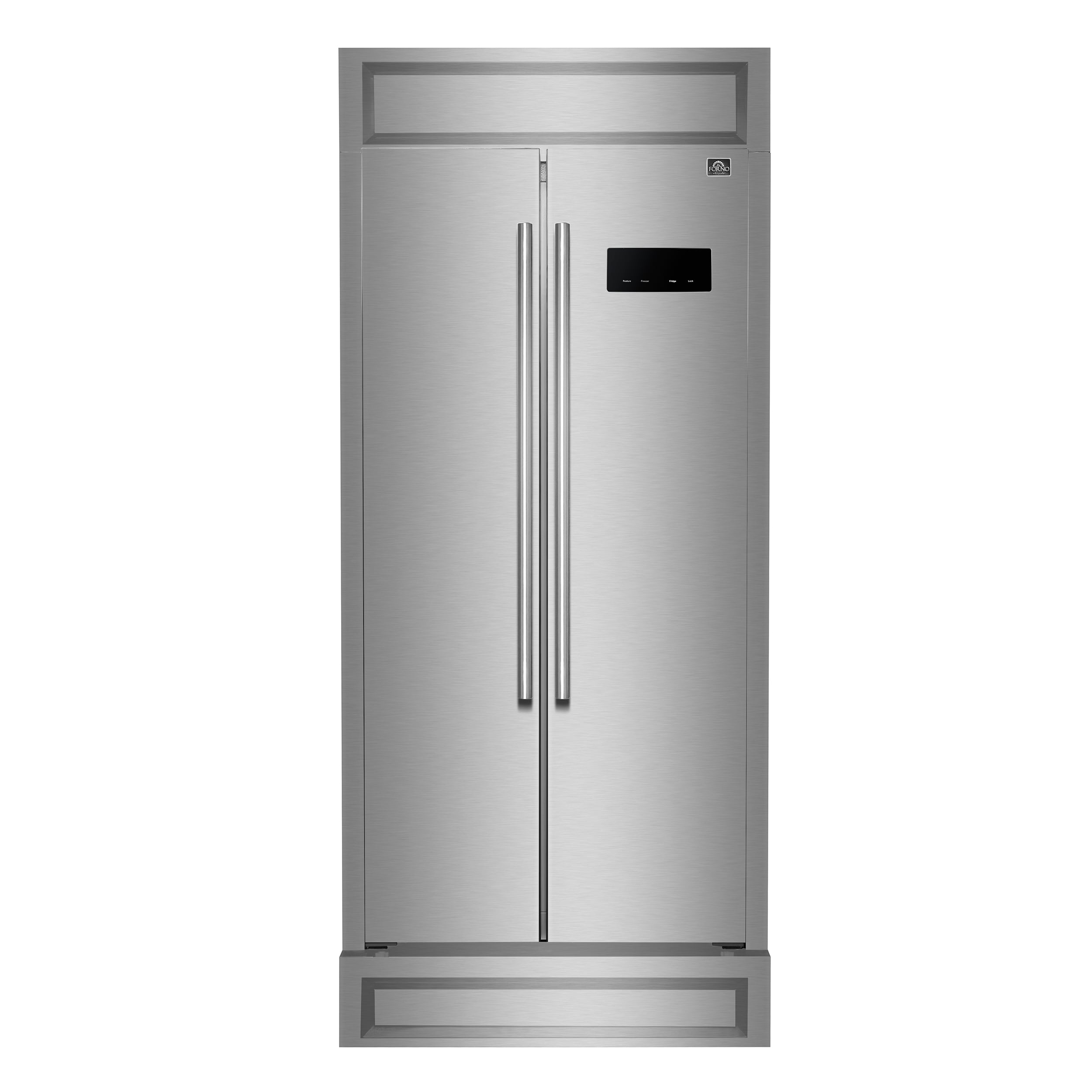 Refrigerador de 15.6 pies cúbicos empotrado de acero inoxidable FORNO Salerno, lado a lado de profundidad de mostrador (Acero inoxidable)