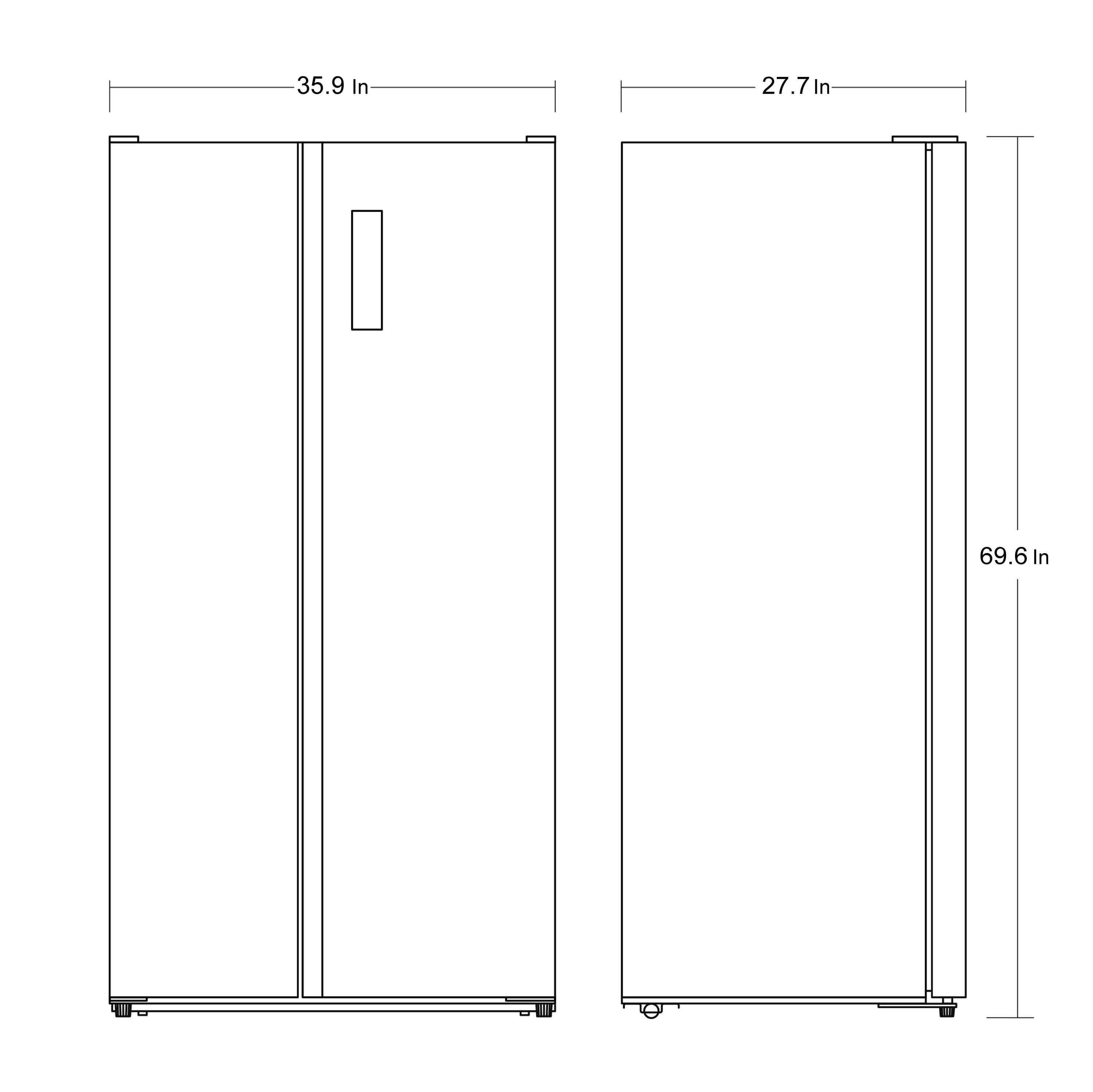 Refrigerador empotrable de 18.8 pies cúbicos de acero inoxidable lado a lado de Impecca (W-RS1963STG-697)