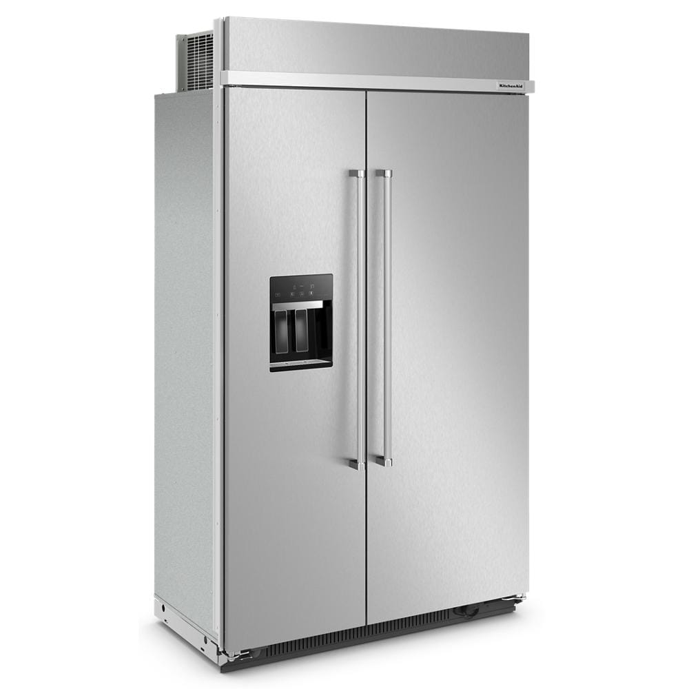 Refrigerador Side-by-Side Empotrable de 29.4 pies cúbicos de KitchenAid con Fabricador de Hielo, Dispensador de Agua y Hielo (Acero Inoxidable con Acabado PrintShield) Certificado ENERGY STAR KBSD708MPS