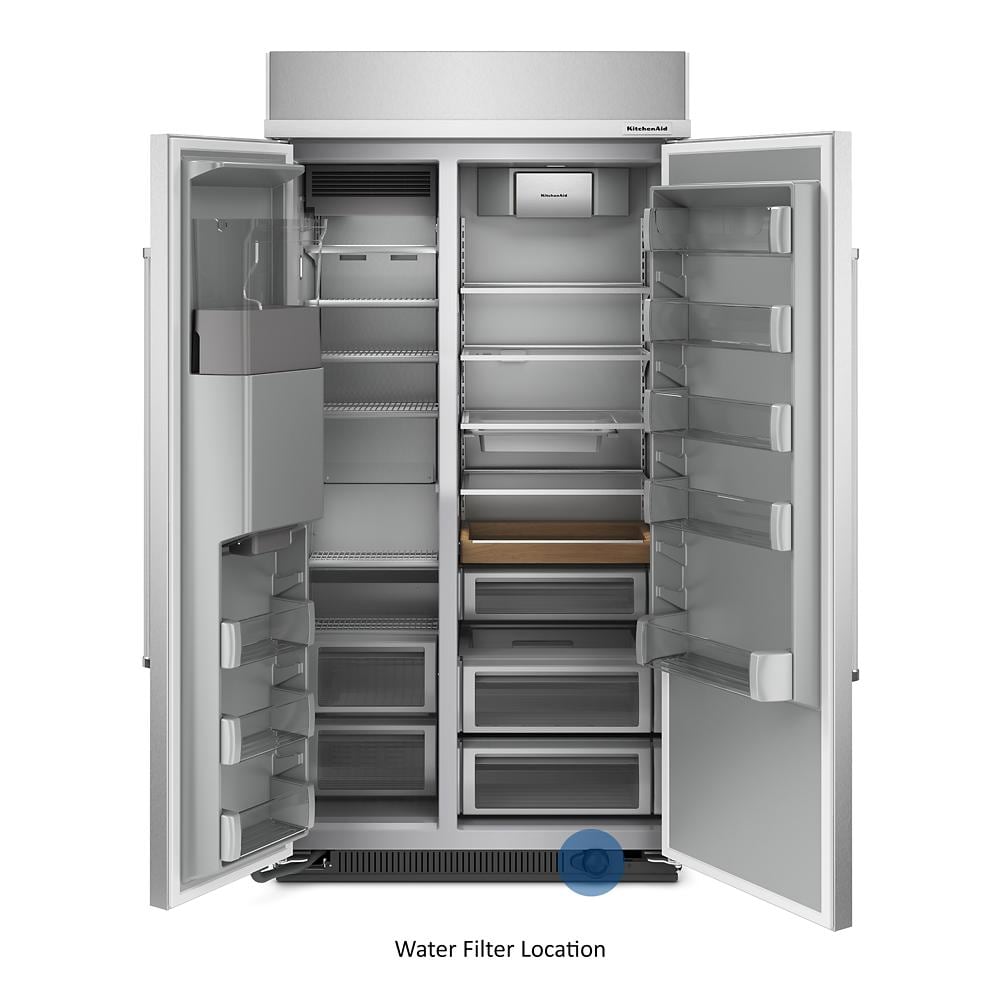 Refrigerador KitchenAid de 29.4 pies cúbicos, empotrado para counter con dispensador de hielo y agua (acero inoxidable) certificado ENERGY STAR KBSD708MSS