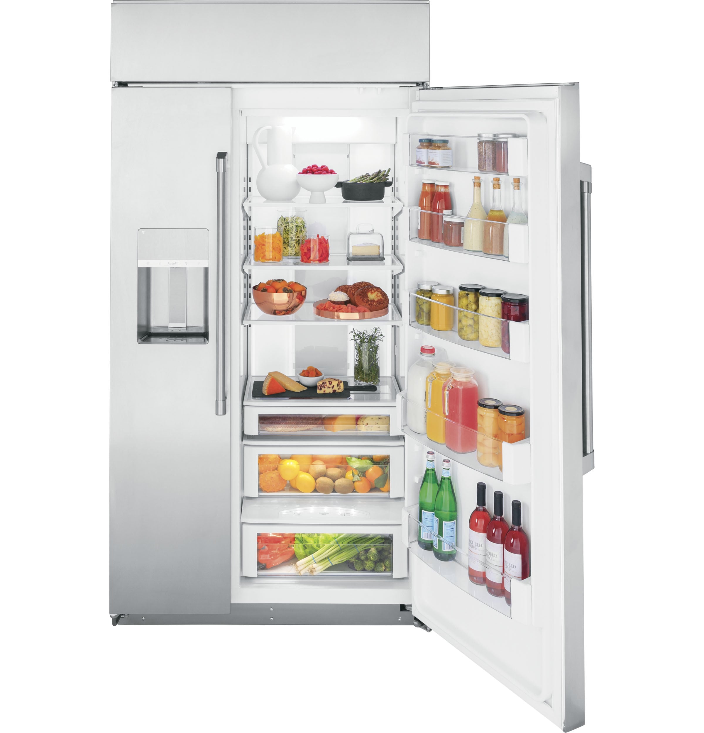 Refrigerador Side-by-Side empotrable de 24.5 pies cúbicos con profundidad de mostrador, compatible con Smart, dispensador de agua y hielo (acero inoxidable)