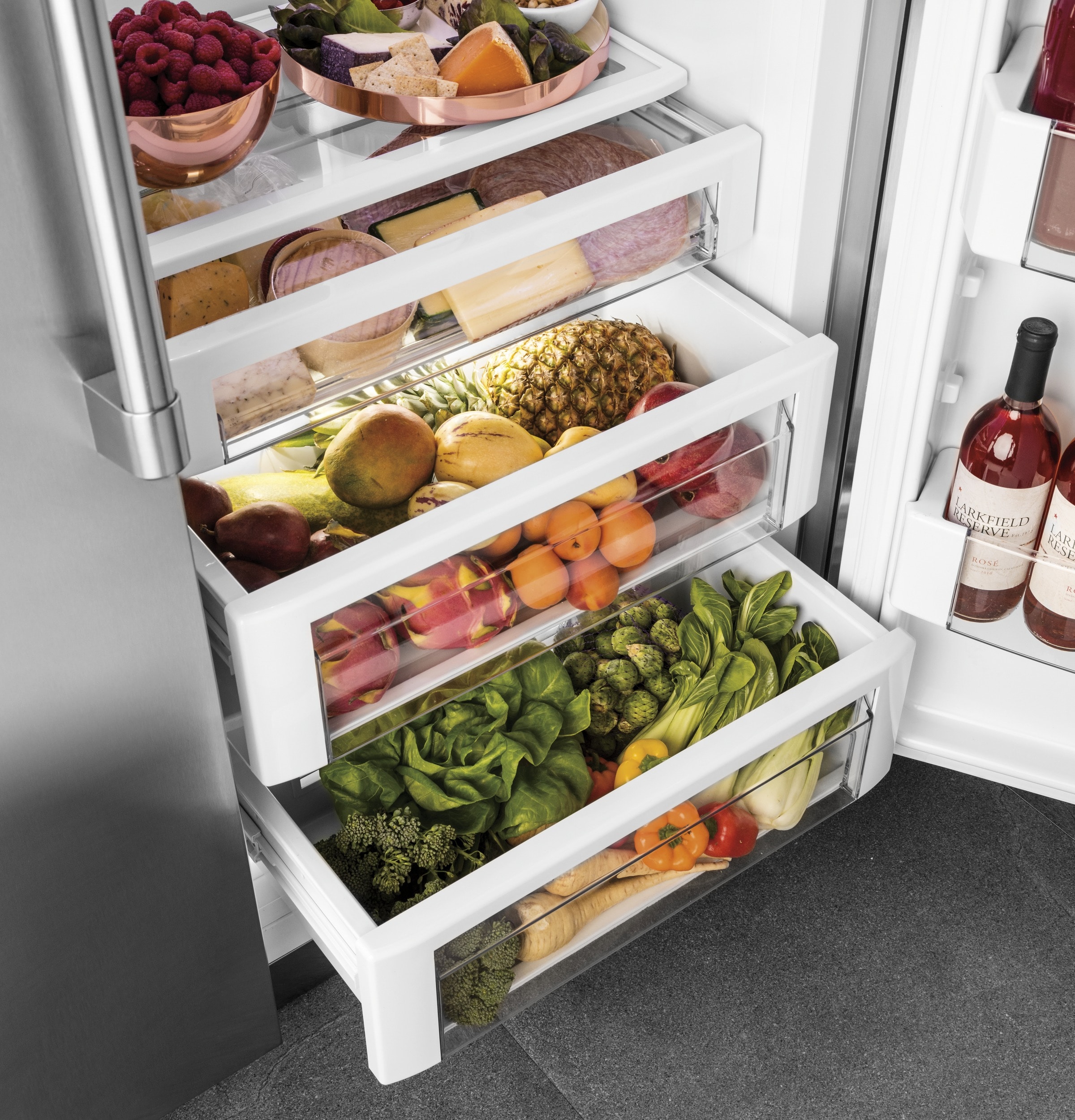 Refrigerador Side-by-Side empotrable de 24.5 pies cúbicos con profundidad de mostrador, compatible con Smart, dispensador de agua y hielo (acero inoxidable)