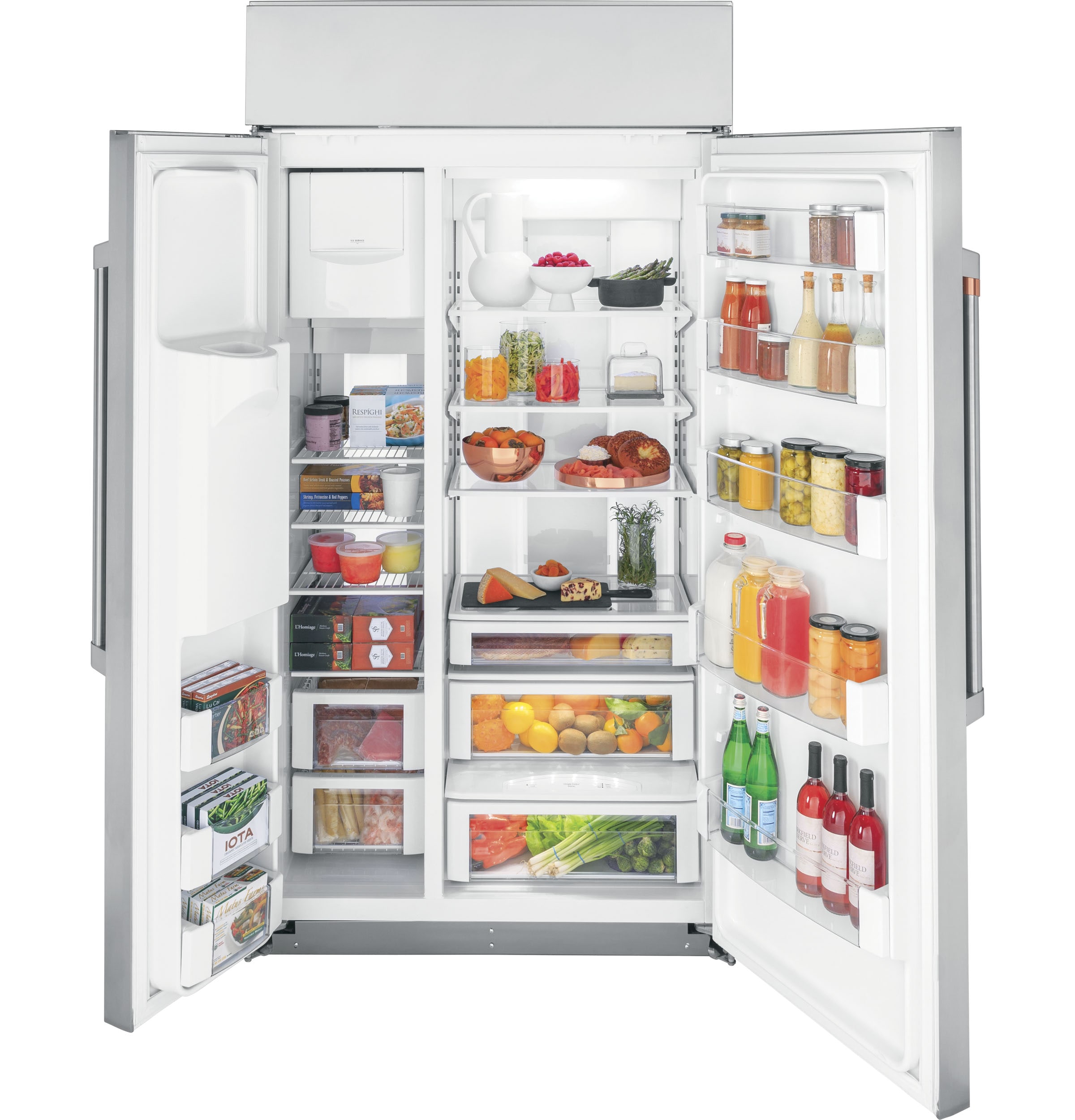 Refrigerador Side-by-Side empotrable de 24.5 pies cúbicos con profundidad de mostrador, compatible con Smart, dispensador de agua y hielo (acero inoxidable)
