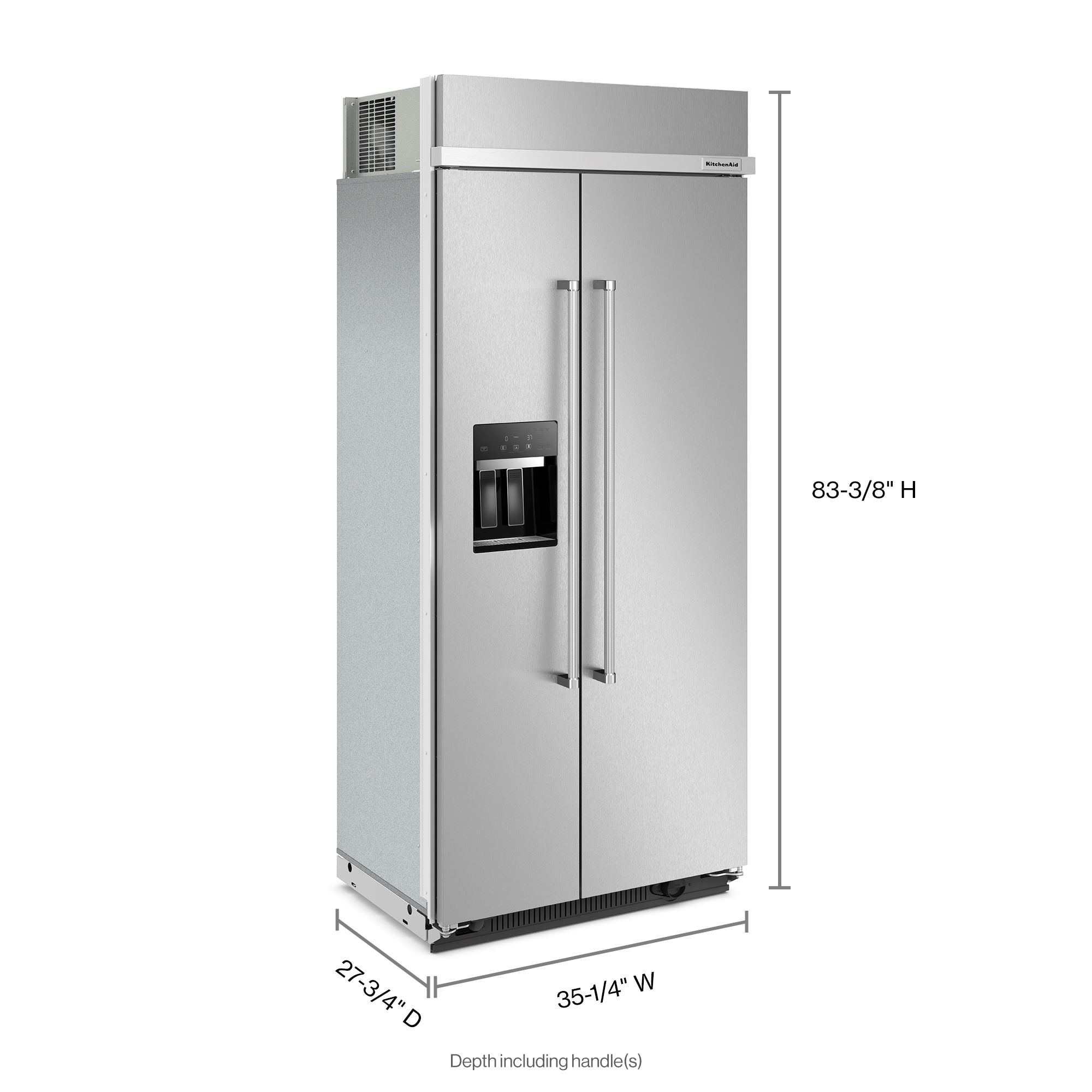 Refrigerador Empotrado de 20.8 pies cúbicos tipo Side-by-Side de KitchenAid con Dispensador de Agua y Hielo (Acero Inoxidable) KBSD706MPS