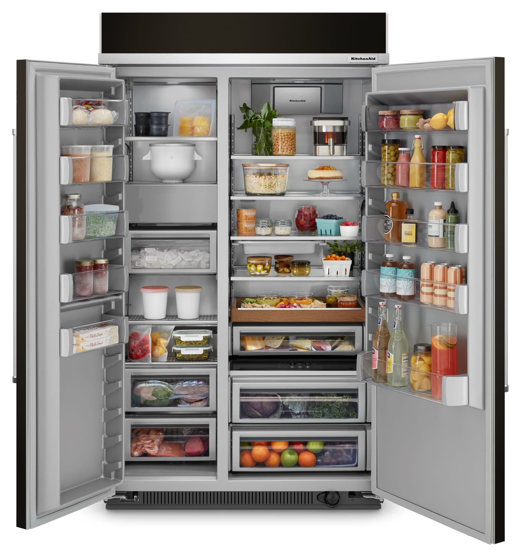 Refrigerador de 30 pies cúbicos, estilo empotrable, de acero inoxidable negro con acabado PrintShield