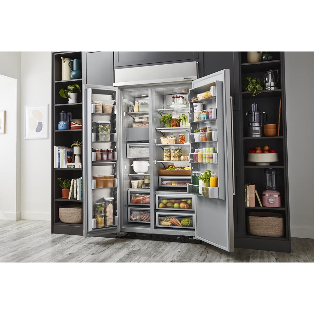 Refrigerador empotrado de 30 pies cúbicos con máquina de hielo de KitchenAid (acero inoxidable con acabado PrintShield) – Estilo Lado a Lado de Profundidad de Mostrador