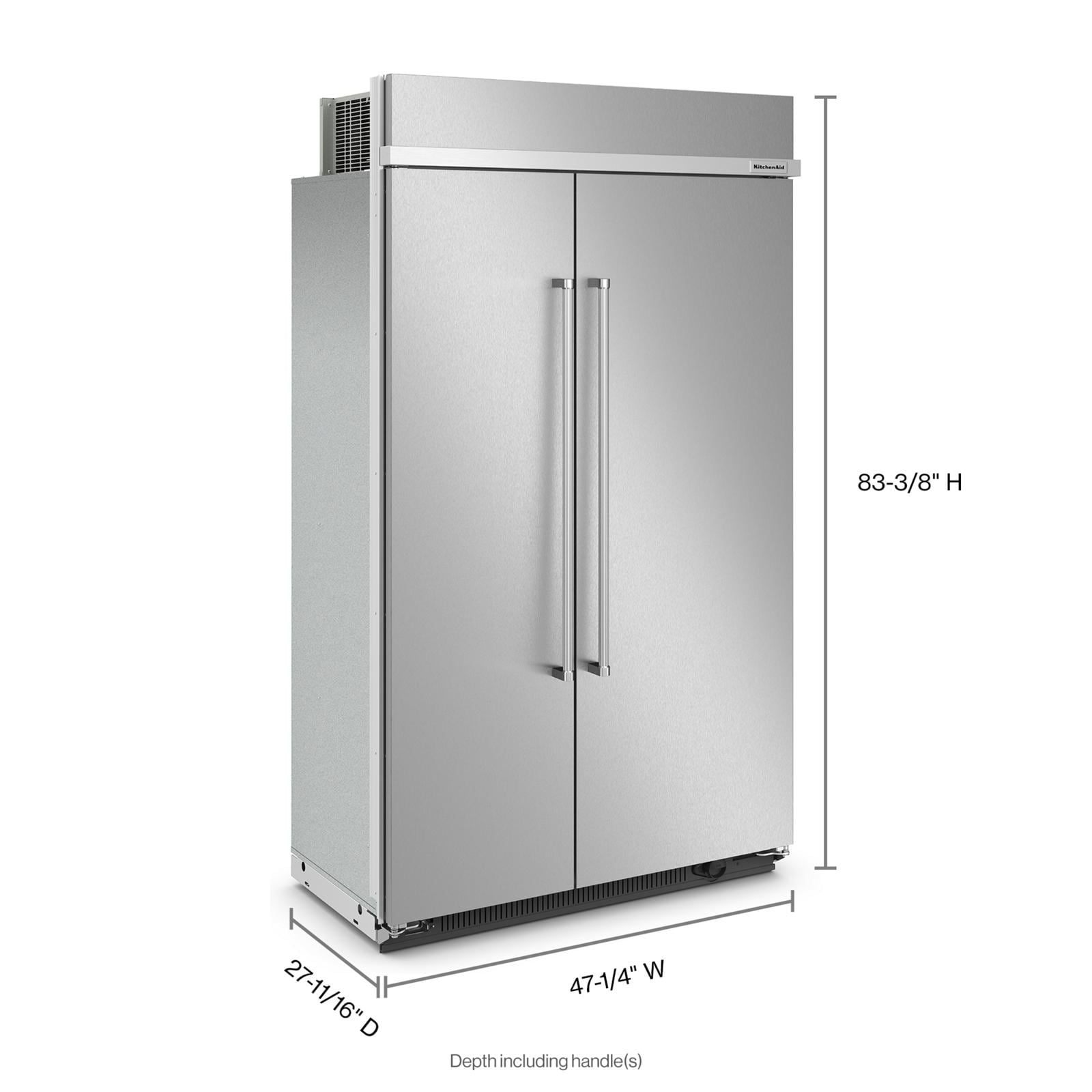 Refrigerador empotrado de 30 pies cúbicos con máquina de hielo de KitchenAid (acero inoxidable con acabado PrintShield) – Estilo Lado a Lado de Profundidad de Mostrador