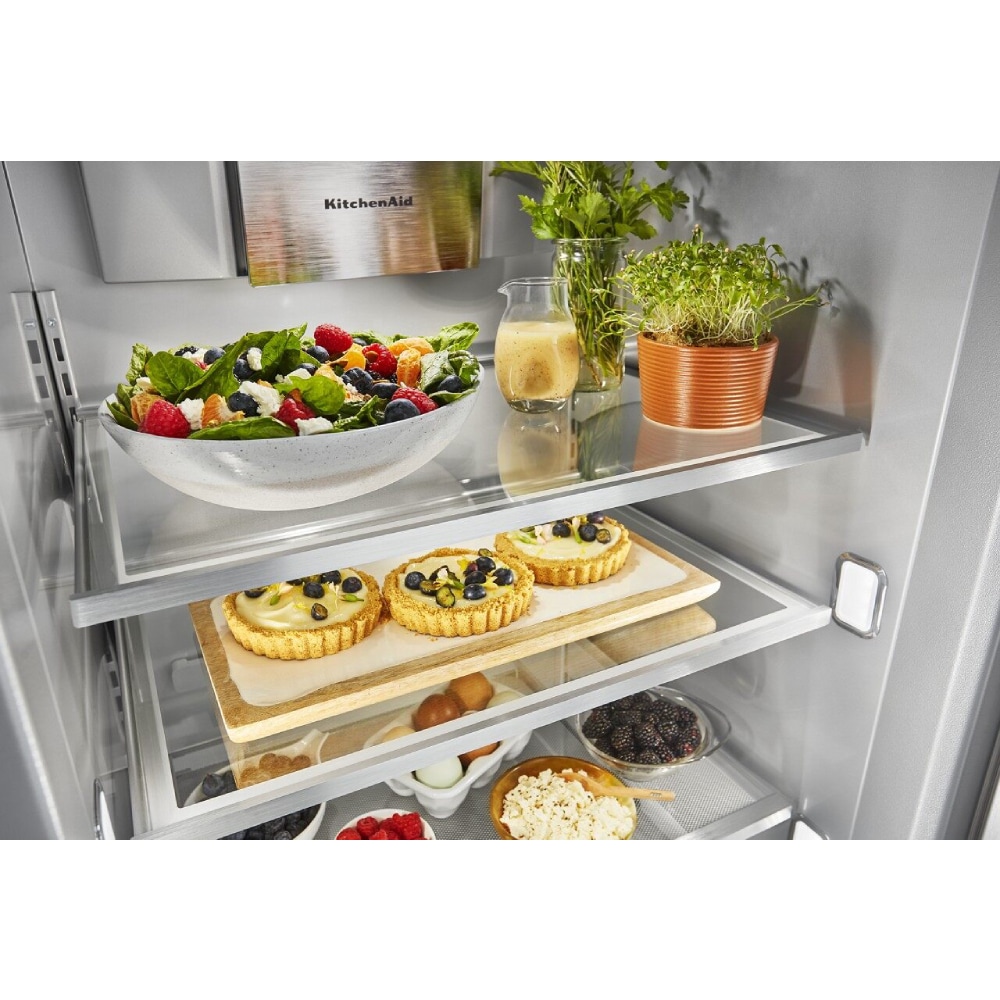 Refrigerador empotrado de 30 pies cúbicos con máquina de hielo de KitchenAid (acero inoxidable con acabado PrintShield) – Estilo Lado a Lado de Profundidad de Mostrador