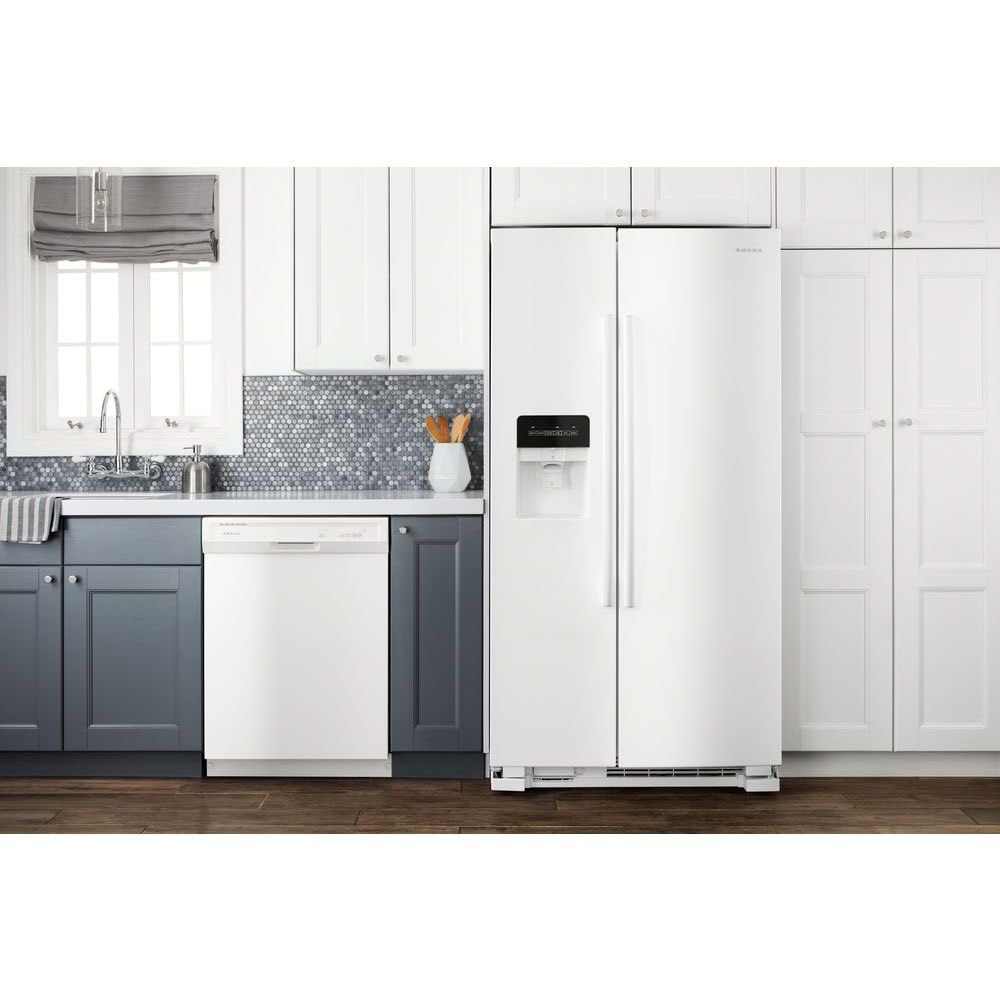 Refrigerador Amana de 21.4 pies cúbicos con despachador de hielo y agua en lado a lado (Blanco) ASI2175GRW