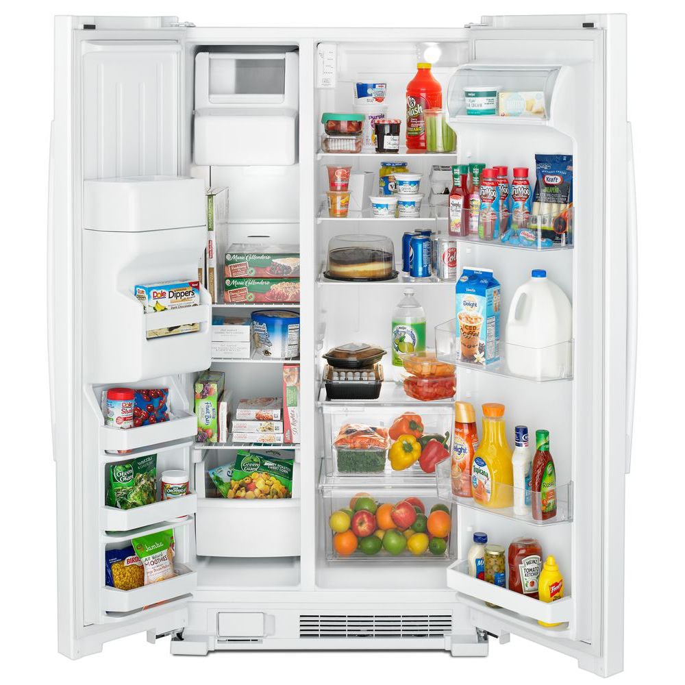 Refrigerador Amana de 21.4 pies cúbicos con despachador de hielo y agua en lado a lado (Blanco) ASI2175GRW